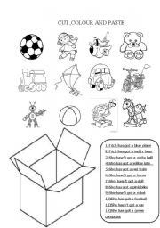 English Worksheet: CUT,COLOUR AND PASTE THE TOYS