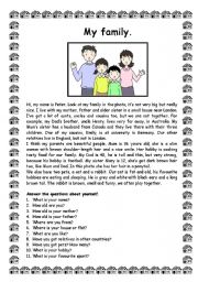 English Worksheet: My family