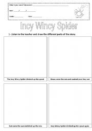 English worksheet: Incy Wincy Spider story