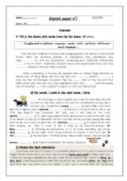 English Worksheet: test for 2 nd form tunisian students