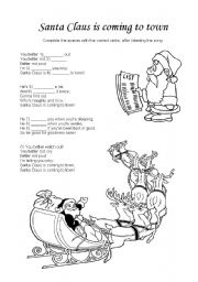 English Worksheet: Santa Claus is coming to town