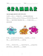 English Worksheet: Grammar-  IS/AM/ARE/HAVE/HAS