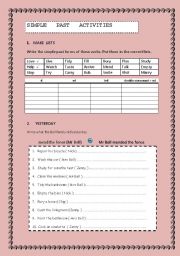 English worksheet: SIMPLE PAST ACTIVITIES