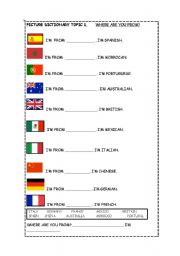 English Worksheet: Countries around the world picture dictionary