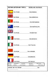 English worksheet: Countries around the world picture dictionary