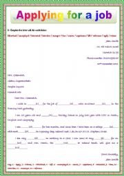 English Worksheet: APPLYING FOR A JOB