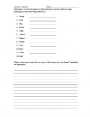 English worksheet: Thesaurus Activity