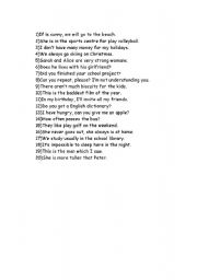 English Worksheet: Find the mistakes