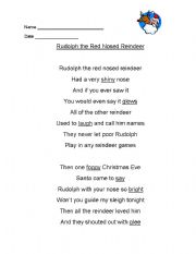 English Worksheet: Rudolph the Red Nosed Reindeer Thesaurus Activity