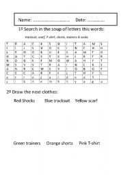 English Worksheet: Winter Clothes - Word search