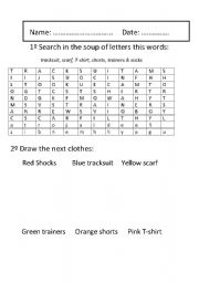 English worksheet: Winter Clothes - Word search