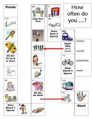 English Worksheet: Adverbs of frequency board game