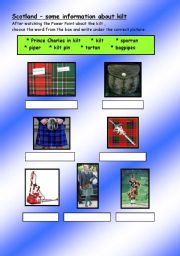 English worksheet: Scotland - some information about kilt