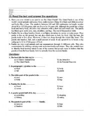 English Worksheet: Reading Animals