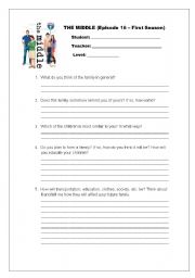 English worksheet: THE MIDDLE (TV show) activity