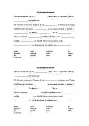 English worksheet: My Favourite Restaurant