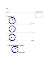 English worksheet: time worksheet