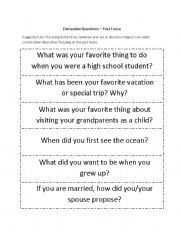 English Worksheet: Conversation Topics - Past Tense Questions