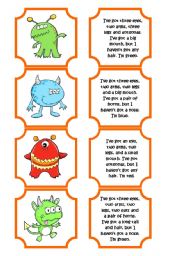 English Worksheet: Monsters memory game (28 cards)