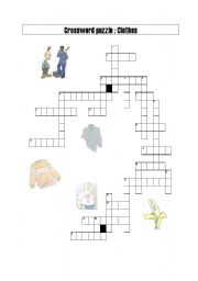 English worksheet: Crossword puzzle Clothes