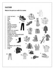 English Worksheet: clothes