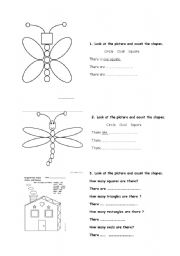 English Worksheet: Shapes (There is / There are)