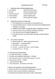 English Worksheet: Lexical-grammar test