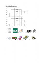 English worksheet: Travelling Crossword