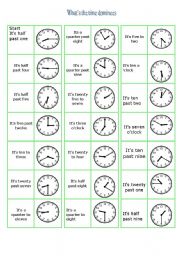 English Worksheet:  whats the time  dominoes