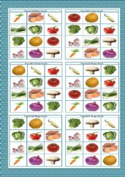 English Worksheet: Vegetables Bingo Cards