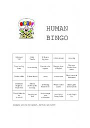 English Worksheet: Human Bingo