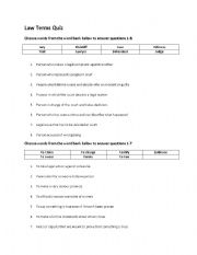 English Worksheet: Law Terms Worksheet