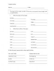 English Worksheet: Capital Letters