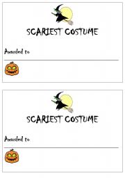 English worksheet: HALLOWEEN CERTIFICATES/AWARDS