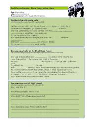 English Worksheet: Diane Fossey. Online videos worksheet