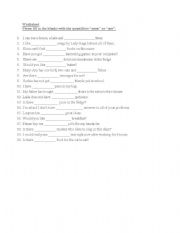 English Worksheet: some and any