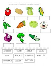 English Worksheet: VEGETABLES CUT AND GLUE