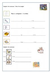 English Worksheet: Rooms in the house / objects