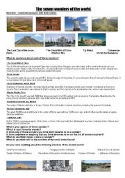 English Worksheet: 7 wonders of the world