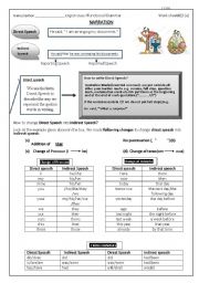 English Worksheet: narration 1