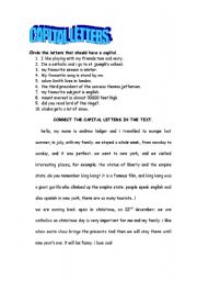 English Worksheet: CAPITAL LETTERS