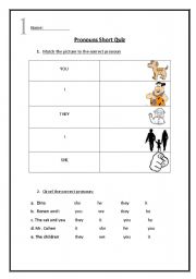 English Worksheet: Pronouns Short Quiz