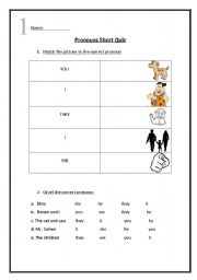 English worksheet: Pronouns Short Quiz