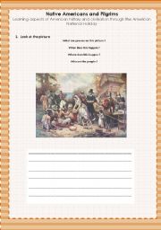 THANKSGIVING: Pilgrims and Indians- 3 PAGES