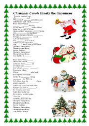 English Worksheet: FROSTY THE SNOWMAN + key