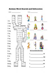 English Worksheet: Action words with their collocation