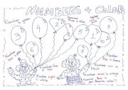 English Worksheet: NUmbers and Colours Clowns