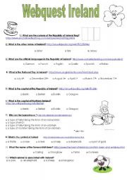 English Worksheet: Ireland webquest