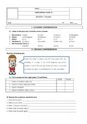 English Worksheet: English test 5th grade