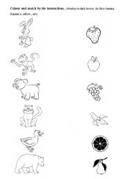 English worksheet: Animals&fruit